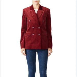 JOIE Markina red corduroy double breast woman Corpcore structured power blazer 2